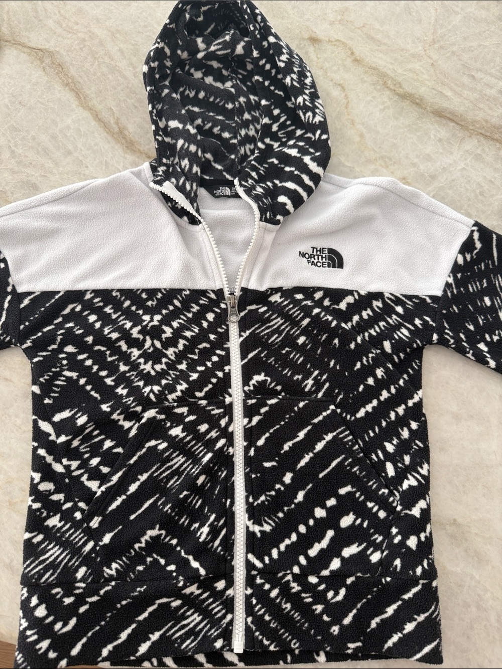 The North Face Kids Black & White Patterned Fleece Zip Hoodie